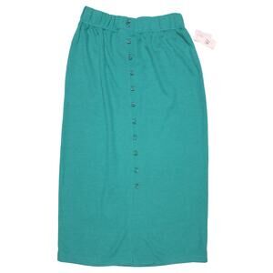 Vintage 80s 90s MJ Carroll old stock turquoise knit skirt button midi NWT sz L